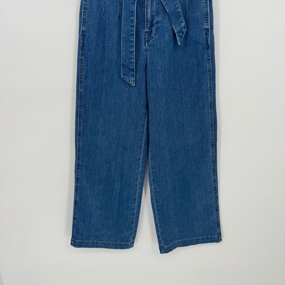 Madewell Wide Leg High Rise Denim Jeans Belted Culottes Medium Wash Size 24 - Picture 4 of 10